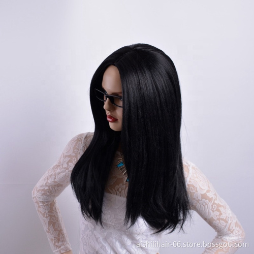 AISHILI hair wholesale silk straight wigs synthetic black long hair wig and nature wave for women